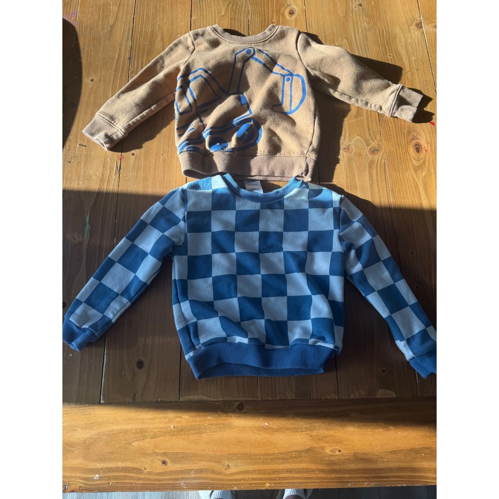 Member's Mark Playwear Set 2t Excavator & Checkered Sweatshirt Kids Cotton Blend